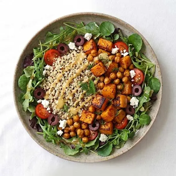 Roasted Butternut Squash & Chickpea Bowl with Tahini Quinoa